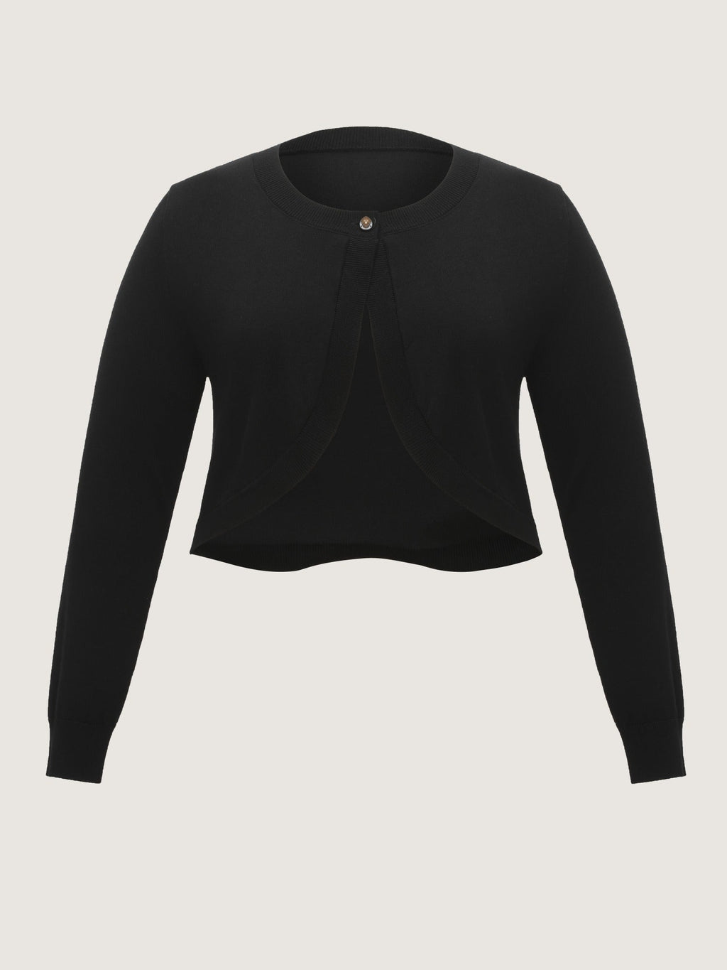Round Neck One‑Button Cropped Cardigan