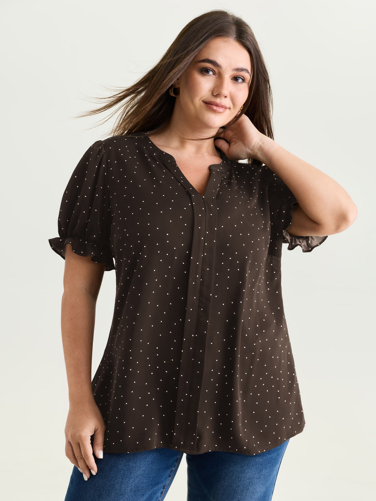 Micro Dots Charm Pleated Blouse