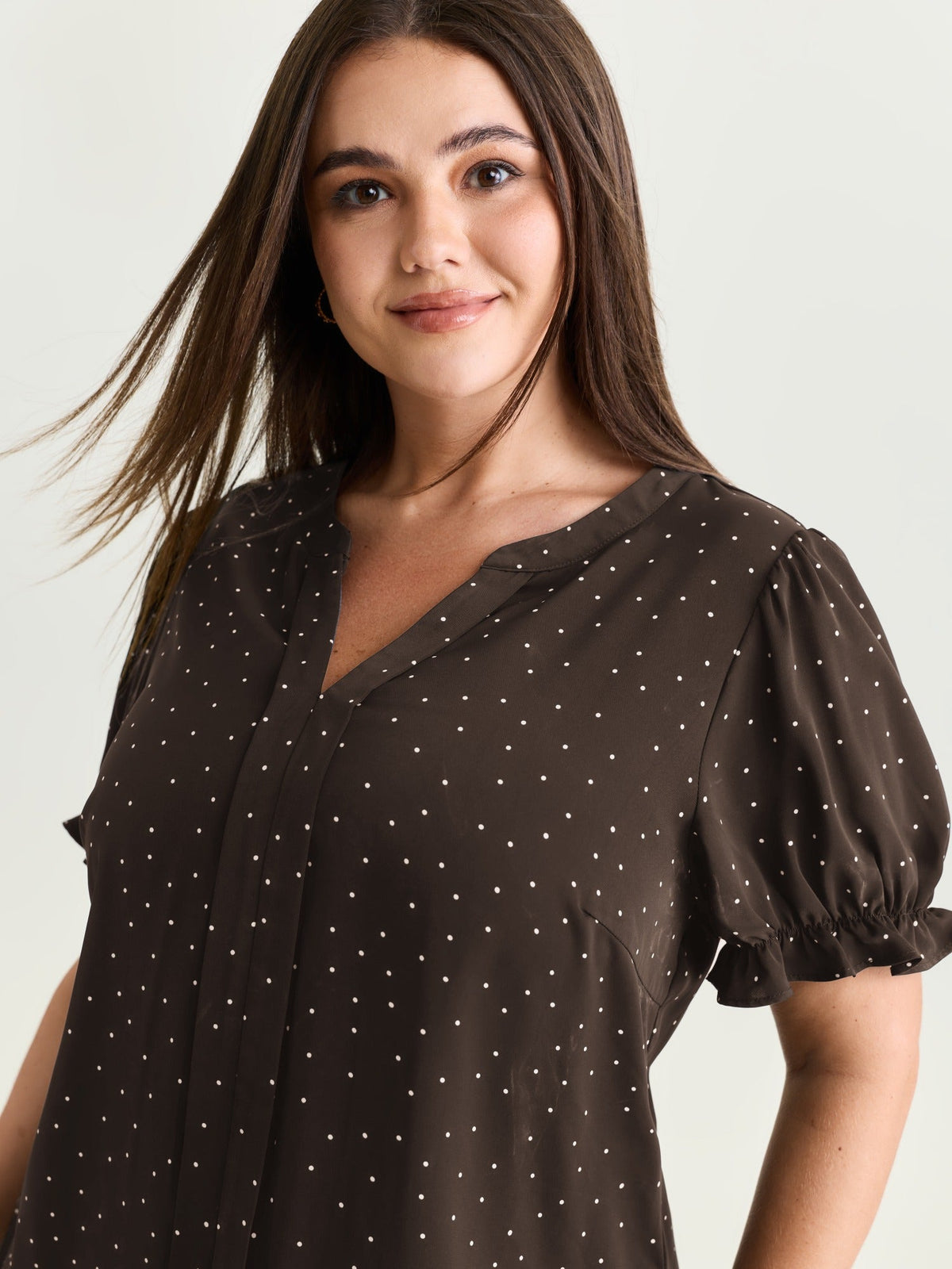Micro Dots Charm Pleated Blouse