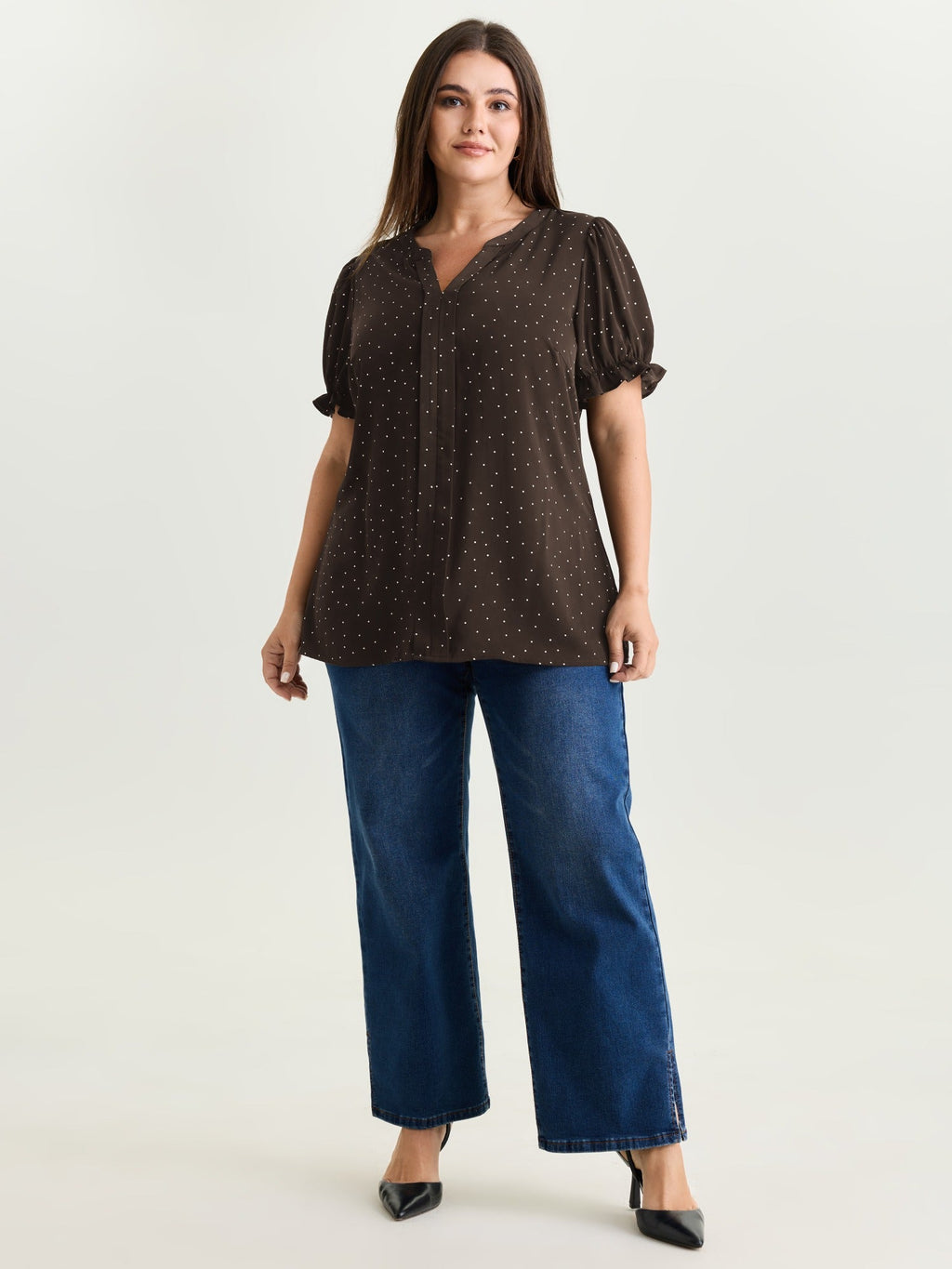 Micro Dots Charm Pleated Blouse