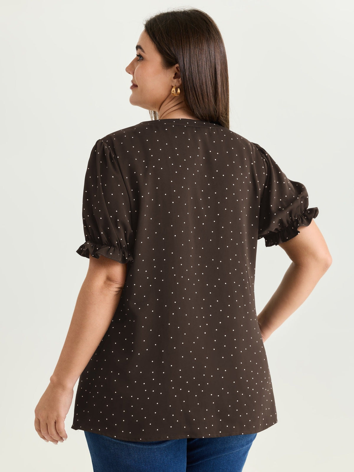 Micro Dots Charm Pleated Blouse