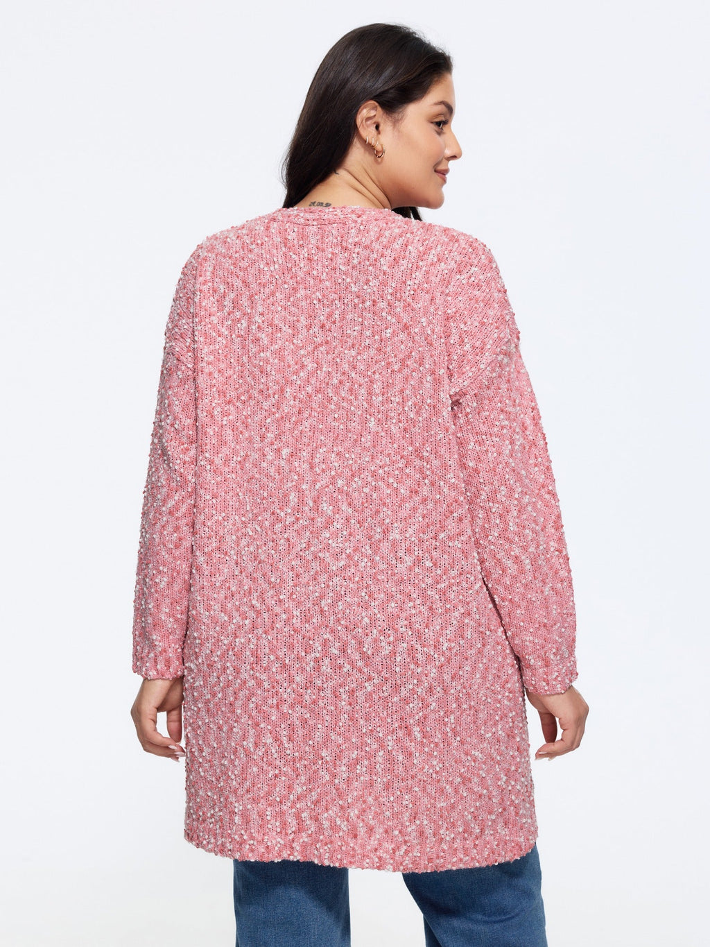 Color Textured Open Front Cardigan