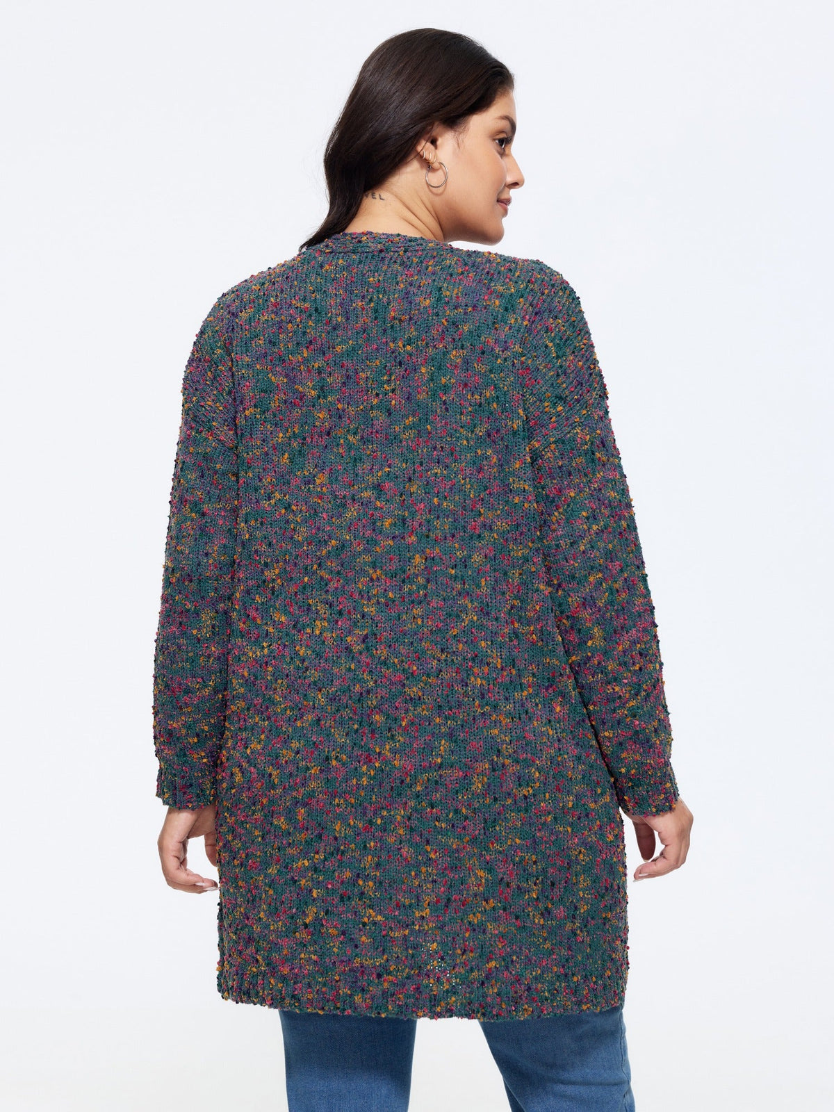 Color Textured Open Front Cardigan