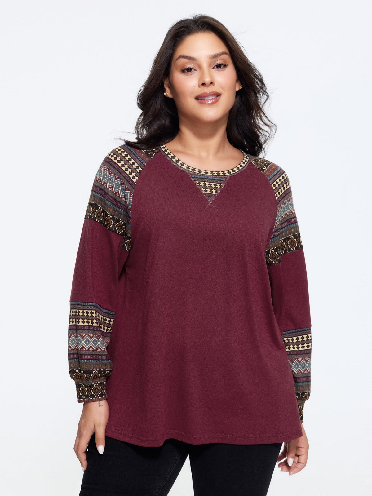 Supersoft Boho Stripes Spliced T-Shirt