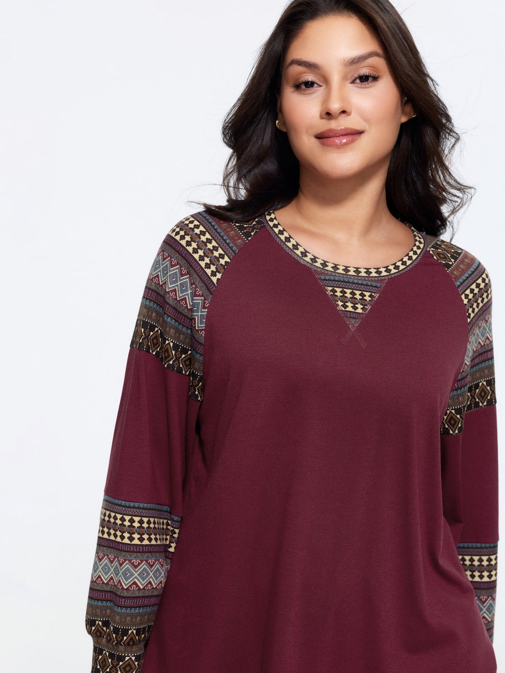 Supersoft Boho Stripes Spliced T-Shirt