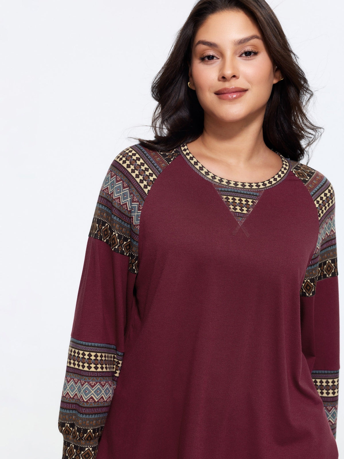 Supersoft Boho Stripes Spliced T-Shirt