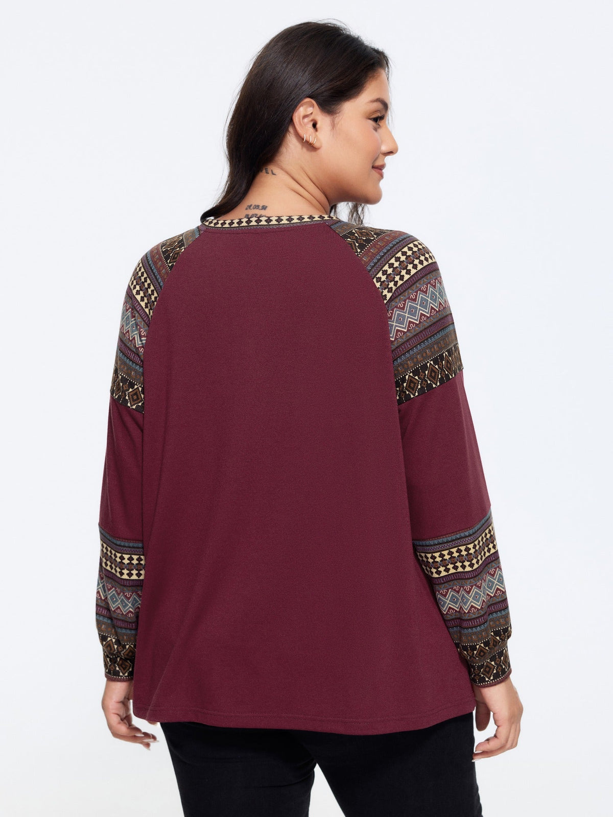 Supersoft Boho Stripes Spliced T-Shirt