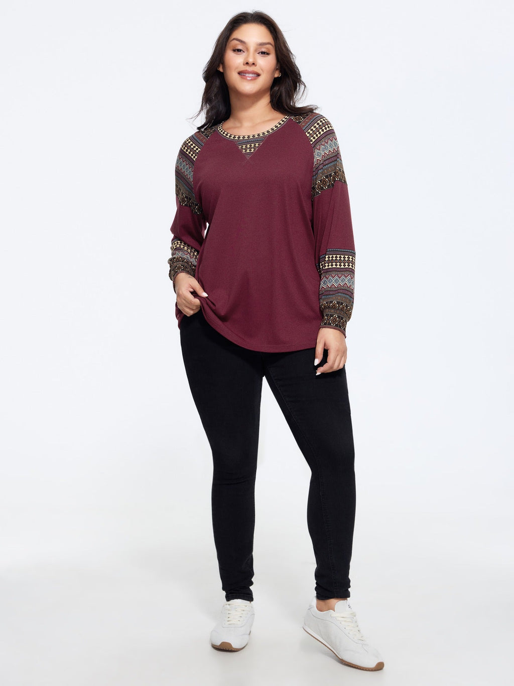 Supersoft Boho Stripes Spliced T-Shirt