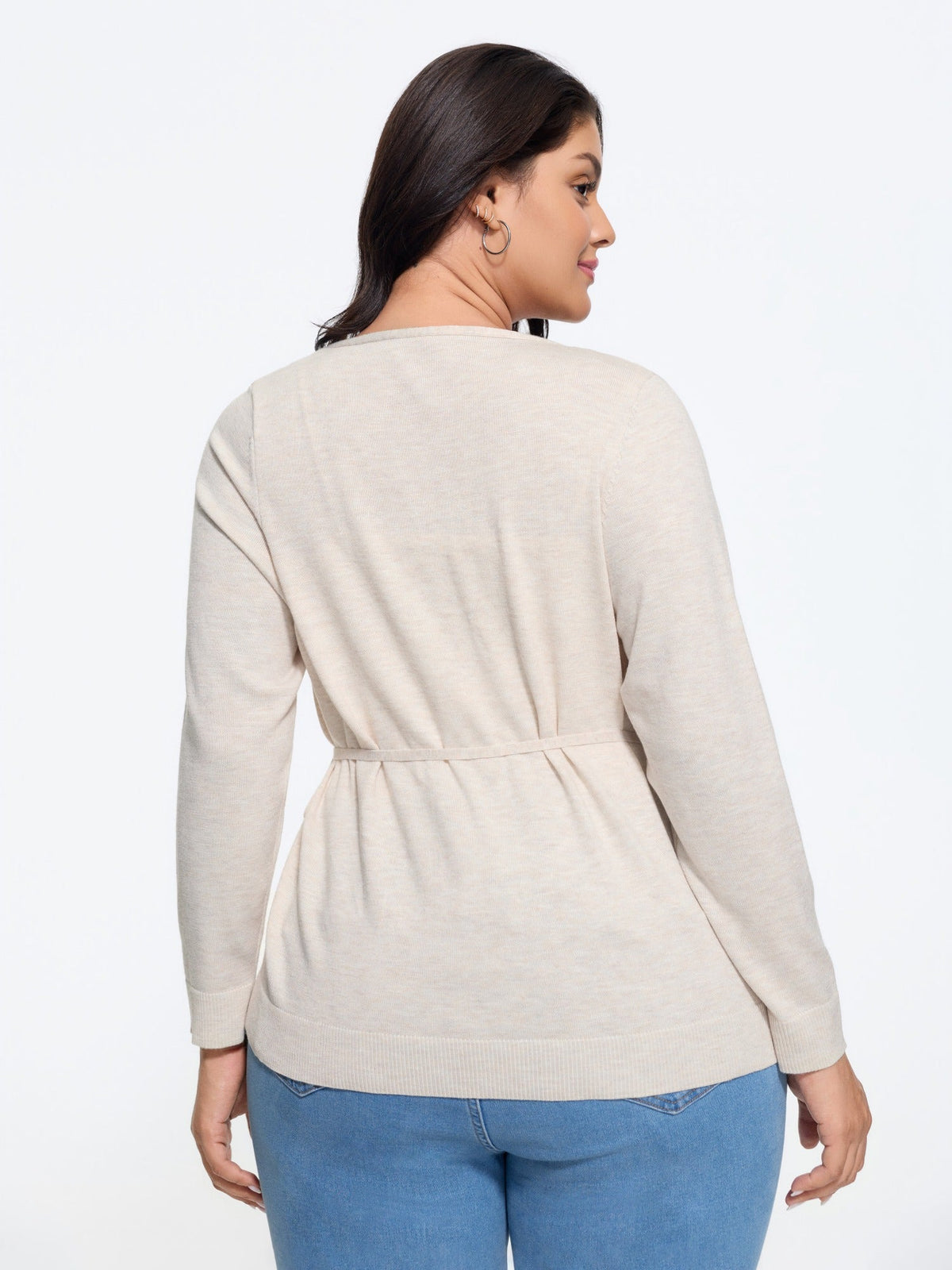 Wrap Side Tie Adjustable Waist Cardigan