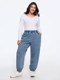 Stretch Pull-On Seam Stitching Jogger Jeans