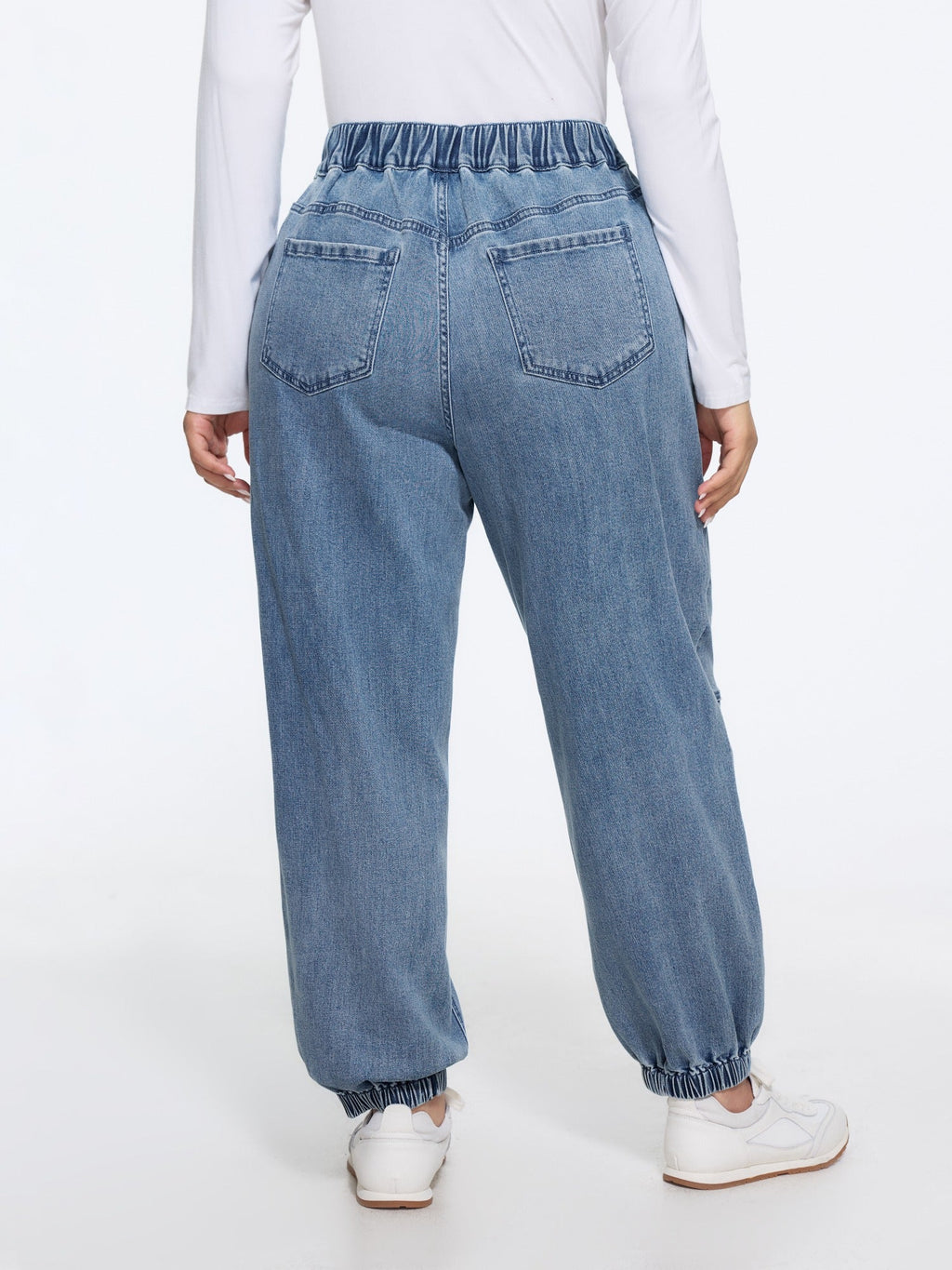 Stretch Pull-On Seam Stitching Jogger Jeans