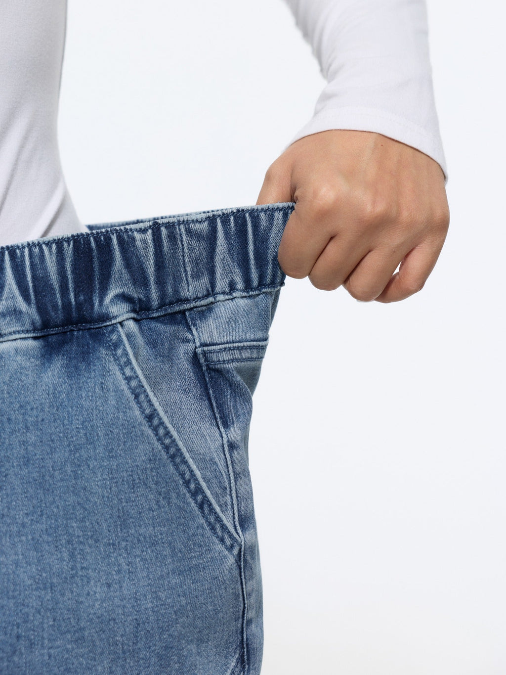 Stretch Pull-On Seam Stitching Jogger Jeans