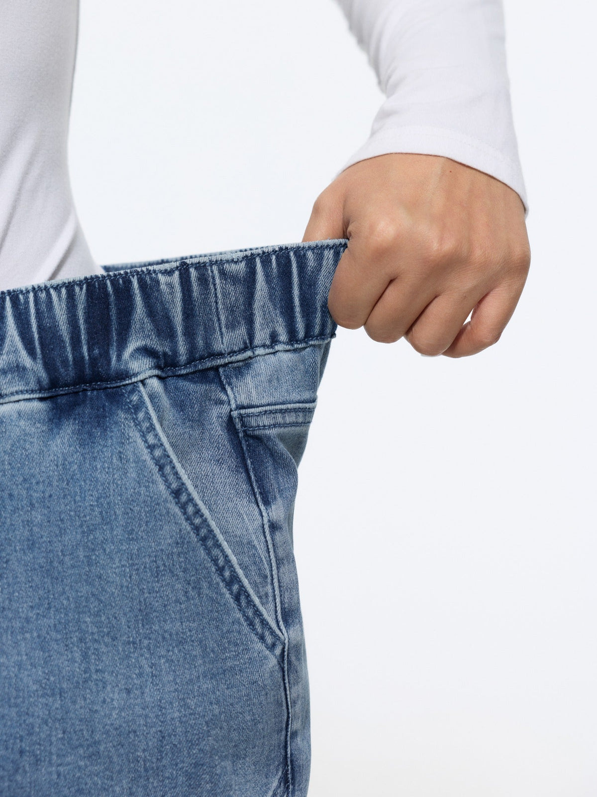 Stretch Pull-On Seam Stitching Jogger Jeans