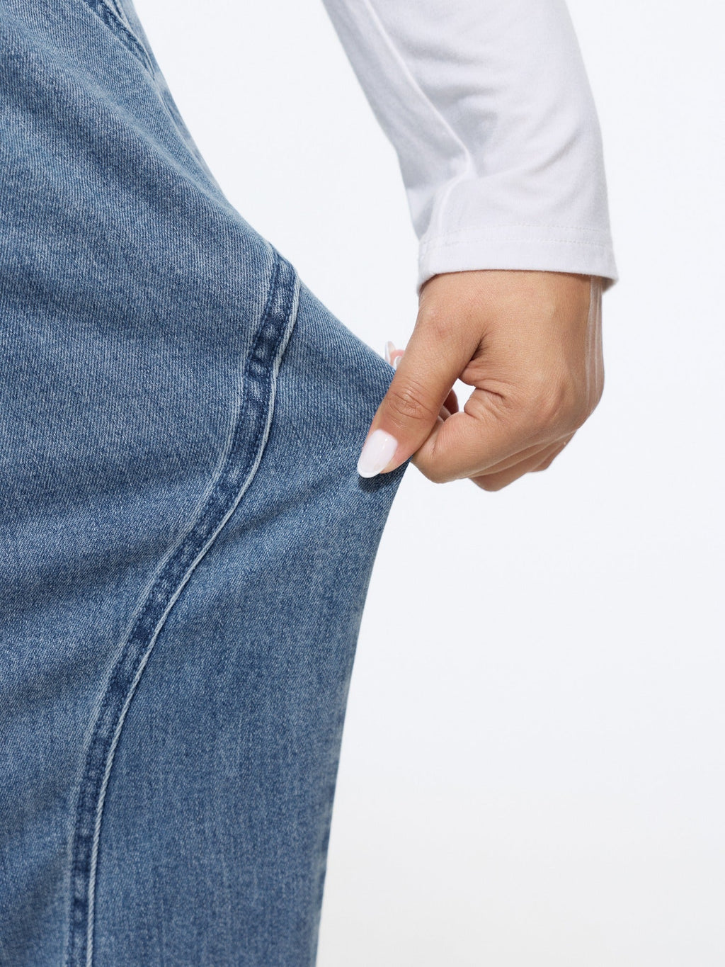 Stretch Pull-On Seam Stitching Jogger Jeans