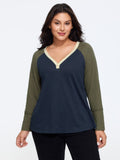 Cotton Contrast Trim Raglan Sleeve T‑Shirt
