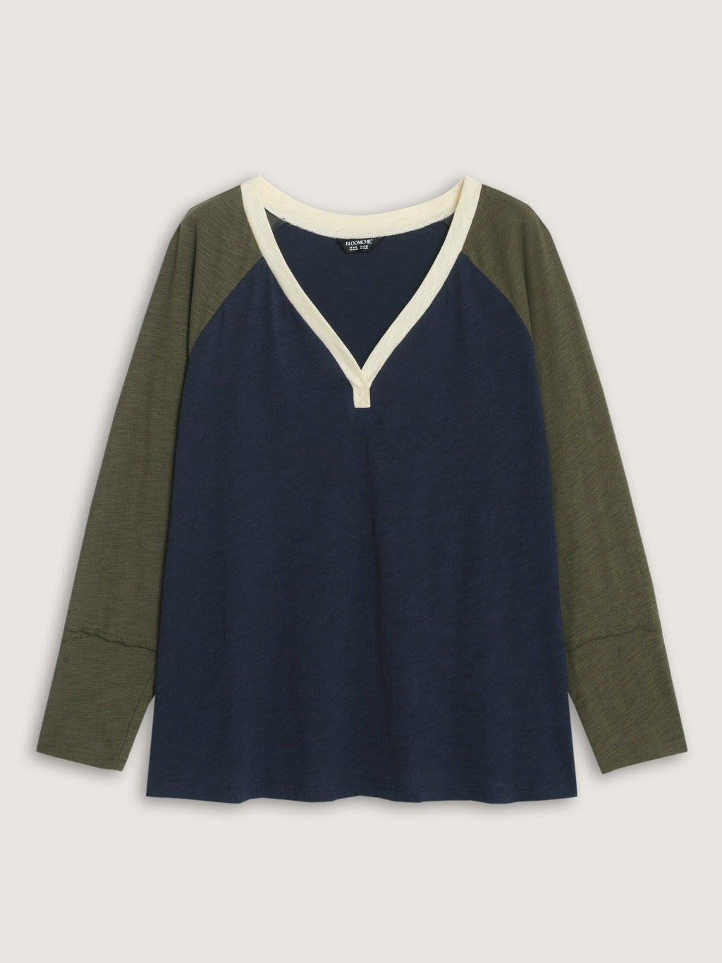 Cotton Contrast Trim Raglan Sleeve T‑Shirt