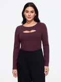 Round Neck Chest Cut Out Fitted Pullover