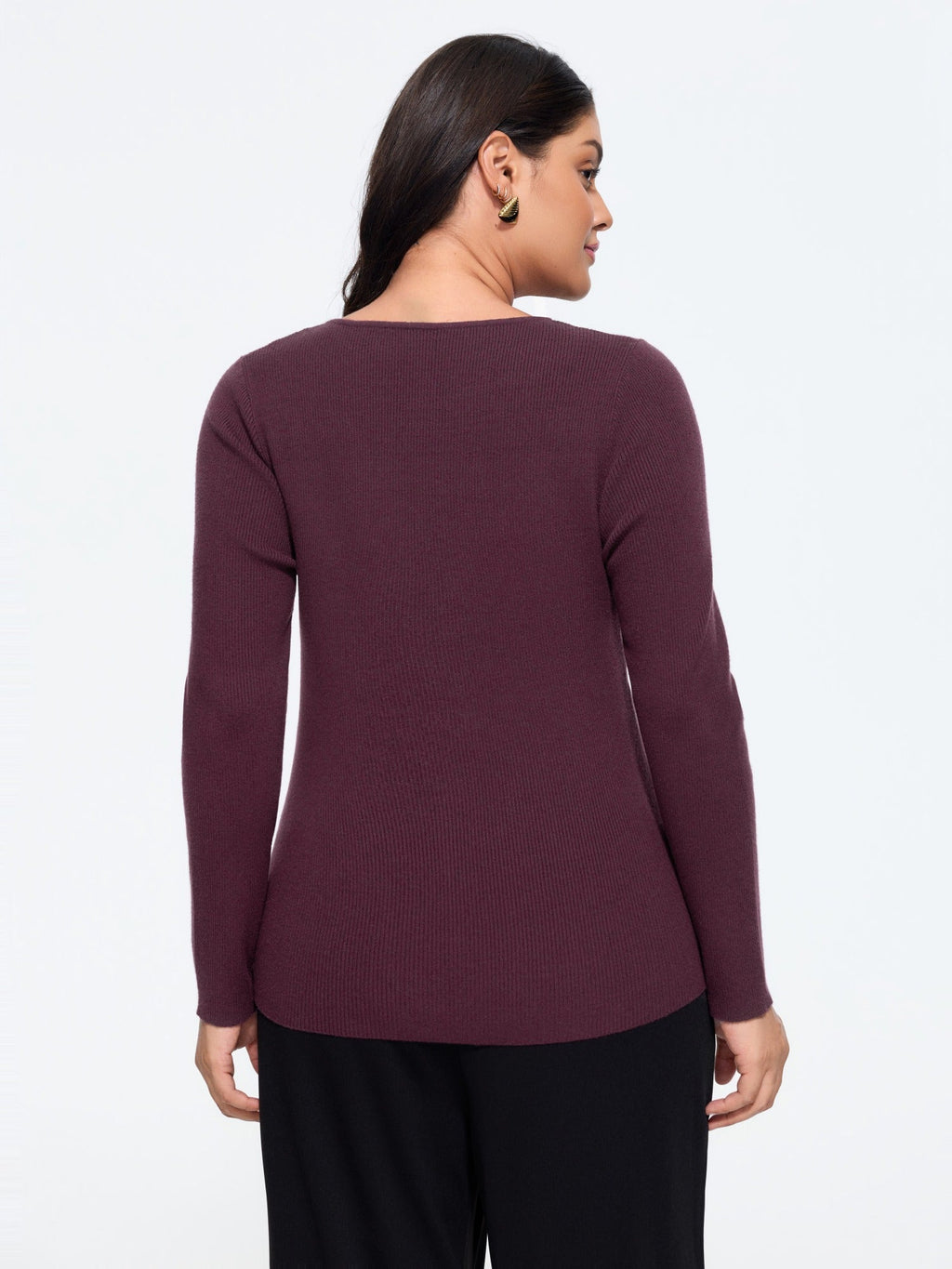 Round Neck Chest Cut Out Fitted Pullover