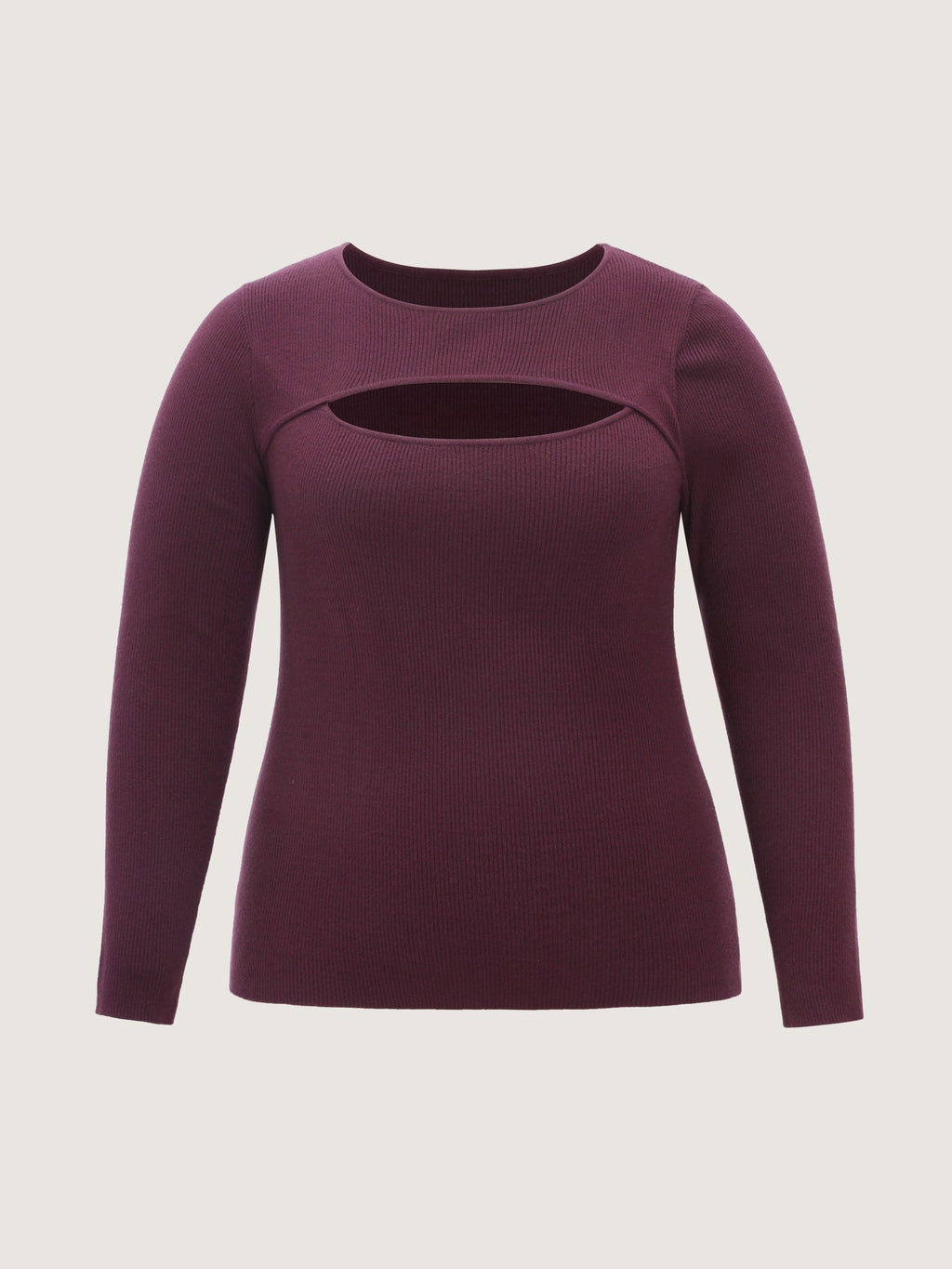 Round Neck Chest Cut Out Fitted Pullover