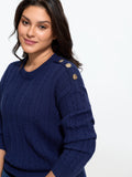Supersoft Button Detail Shoulder Cable Knit Pullover
