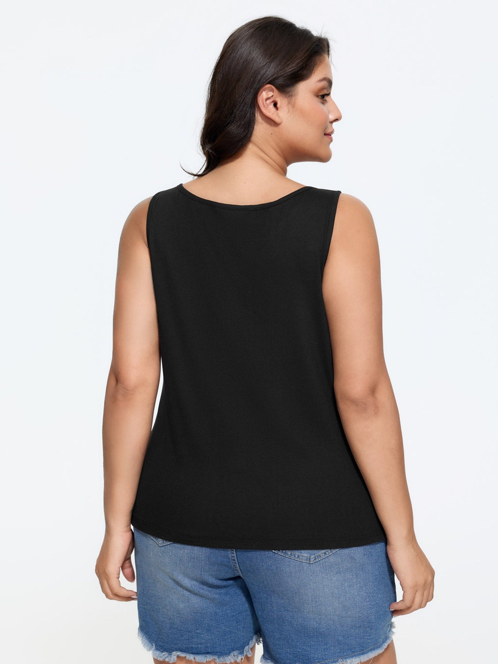 Supersoft Button Front Split Hem Tank Top