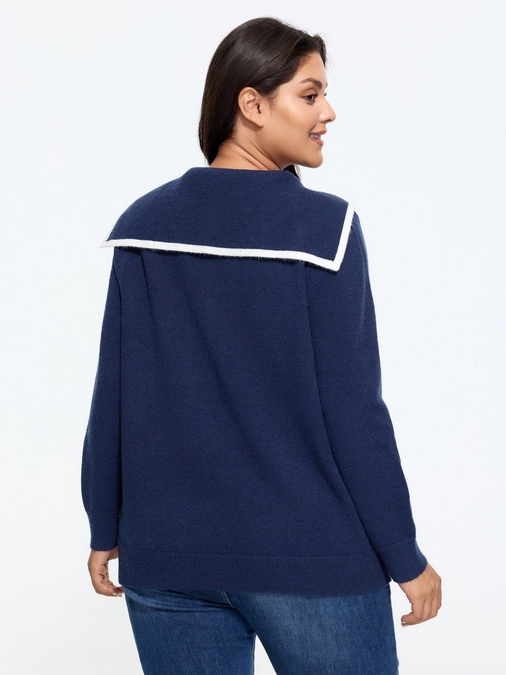 Supersoft Nautical Sailor Collar Contrast Trim Pullover