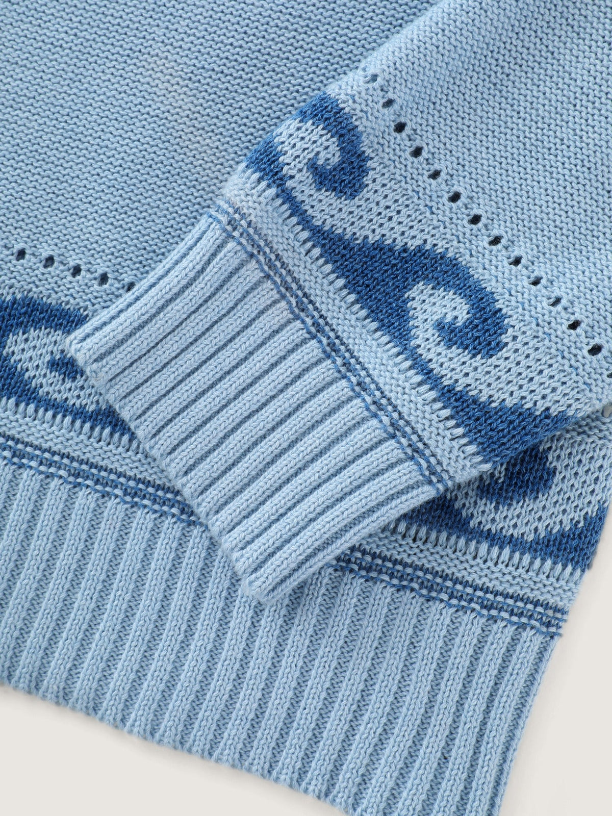Seashell Wave Jacquard Cut Out Pullover