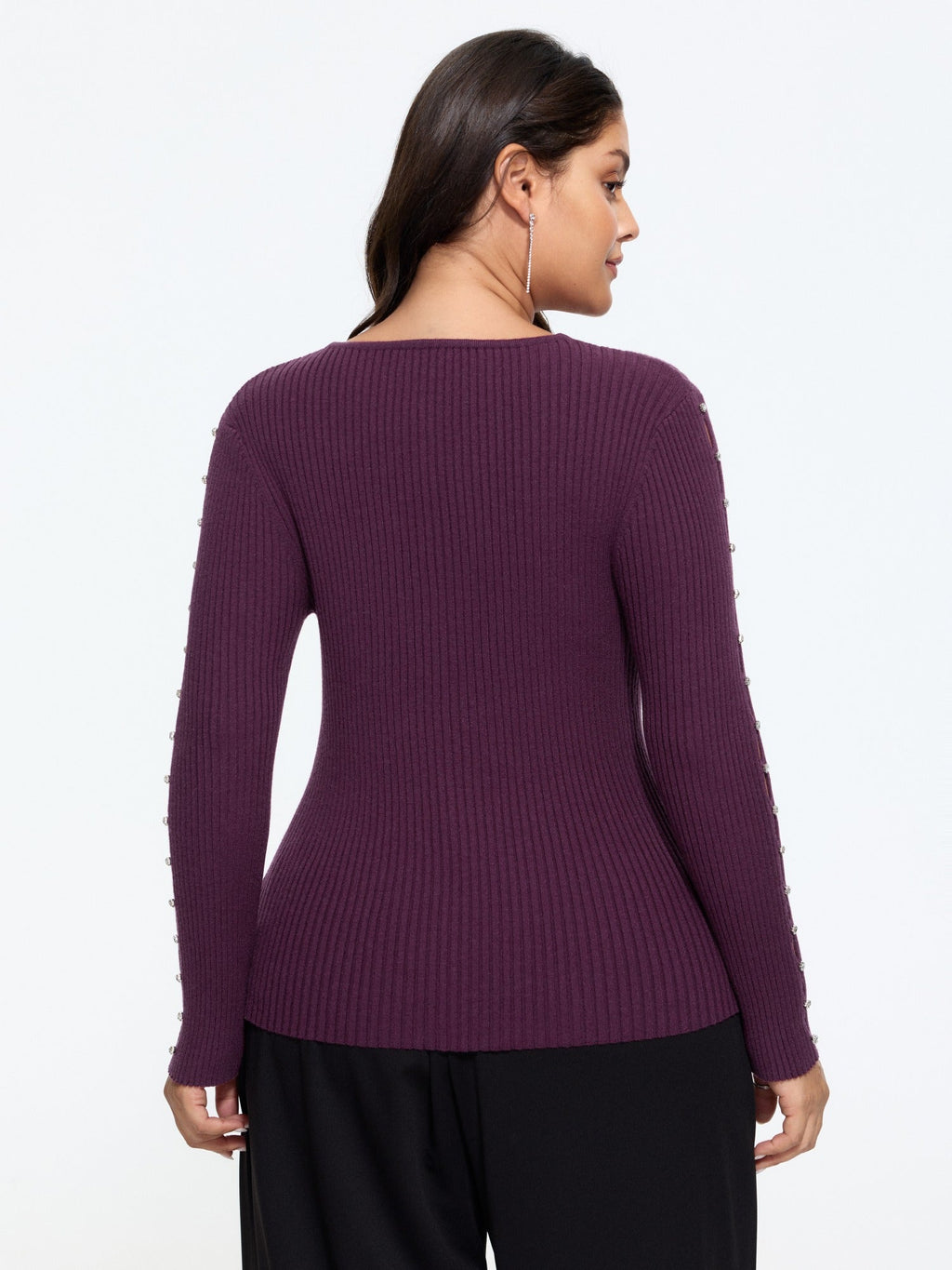 Supersoft V‑Neck Cut‑Out Arm Fitted Pullover