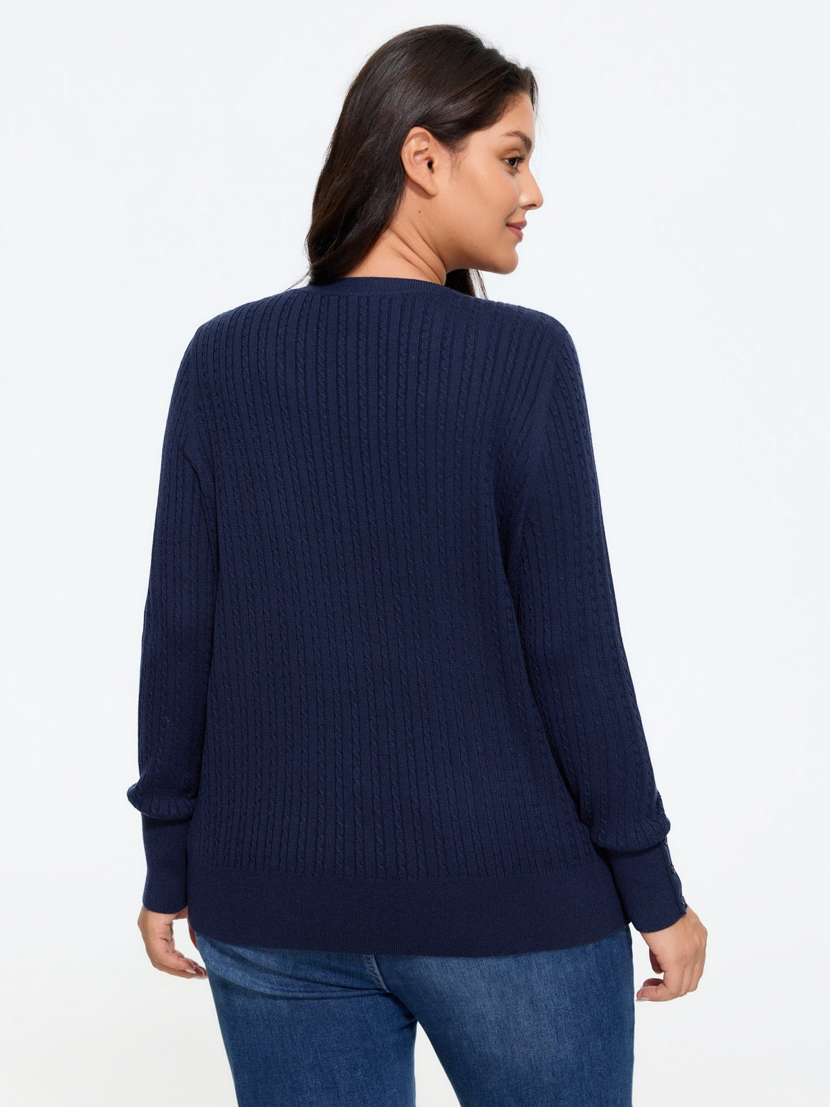 Anchor Embroidery Crew Neck Button Front Cardigan