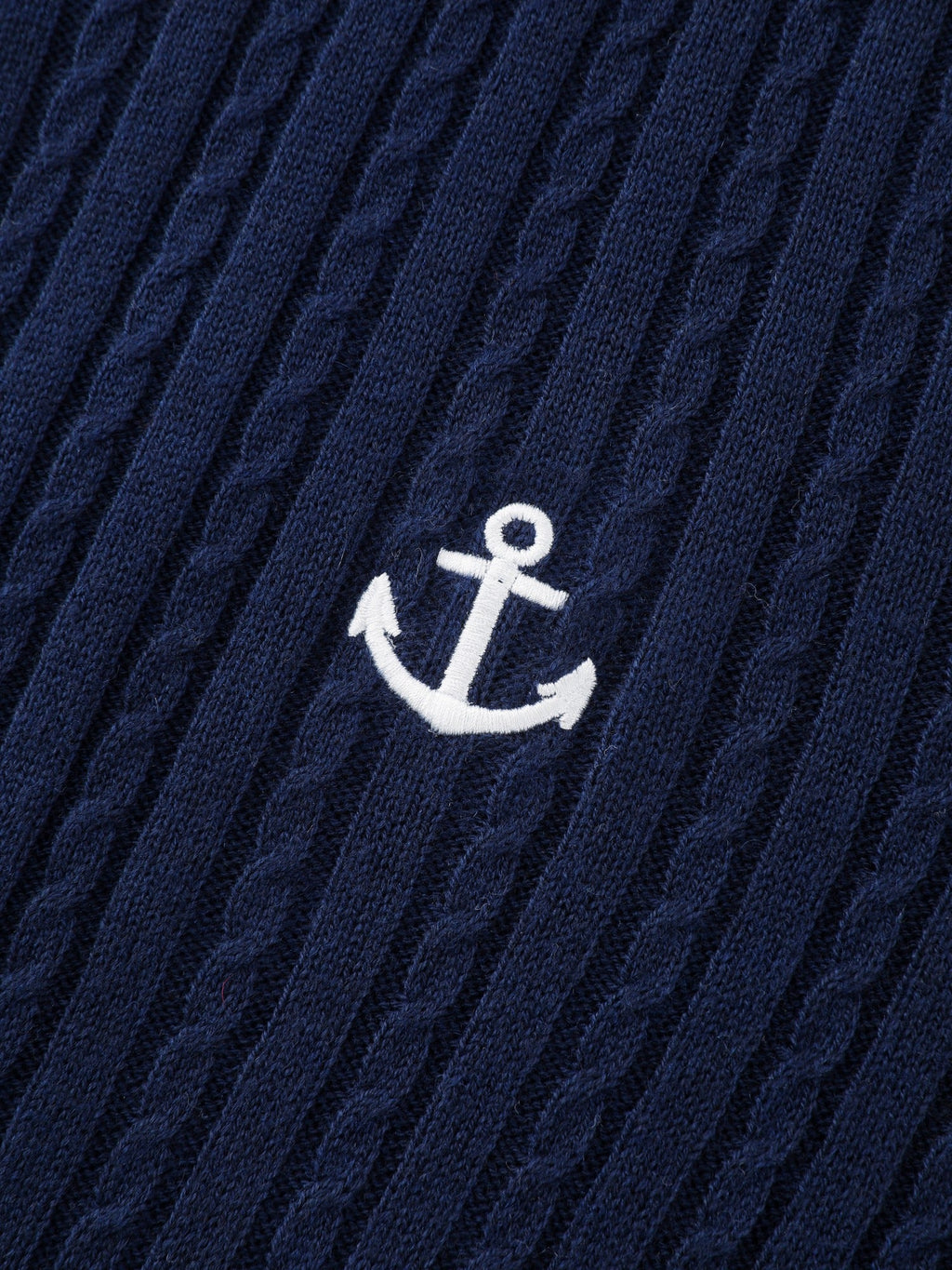 Anchor Embroidery Crew Neck Button Front Cardigan