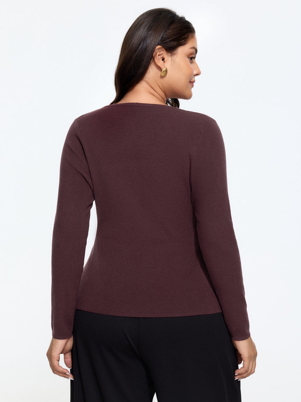Supersoft Wrap Neck Asymmetrical Hem Pullover