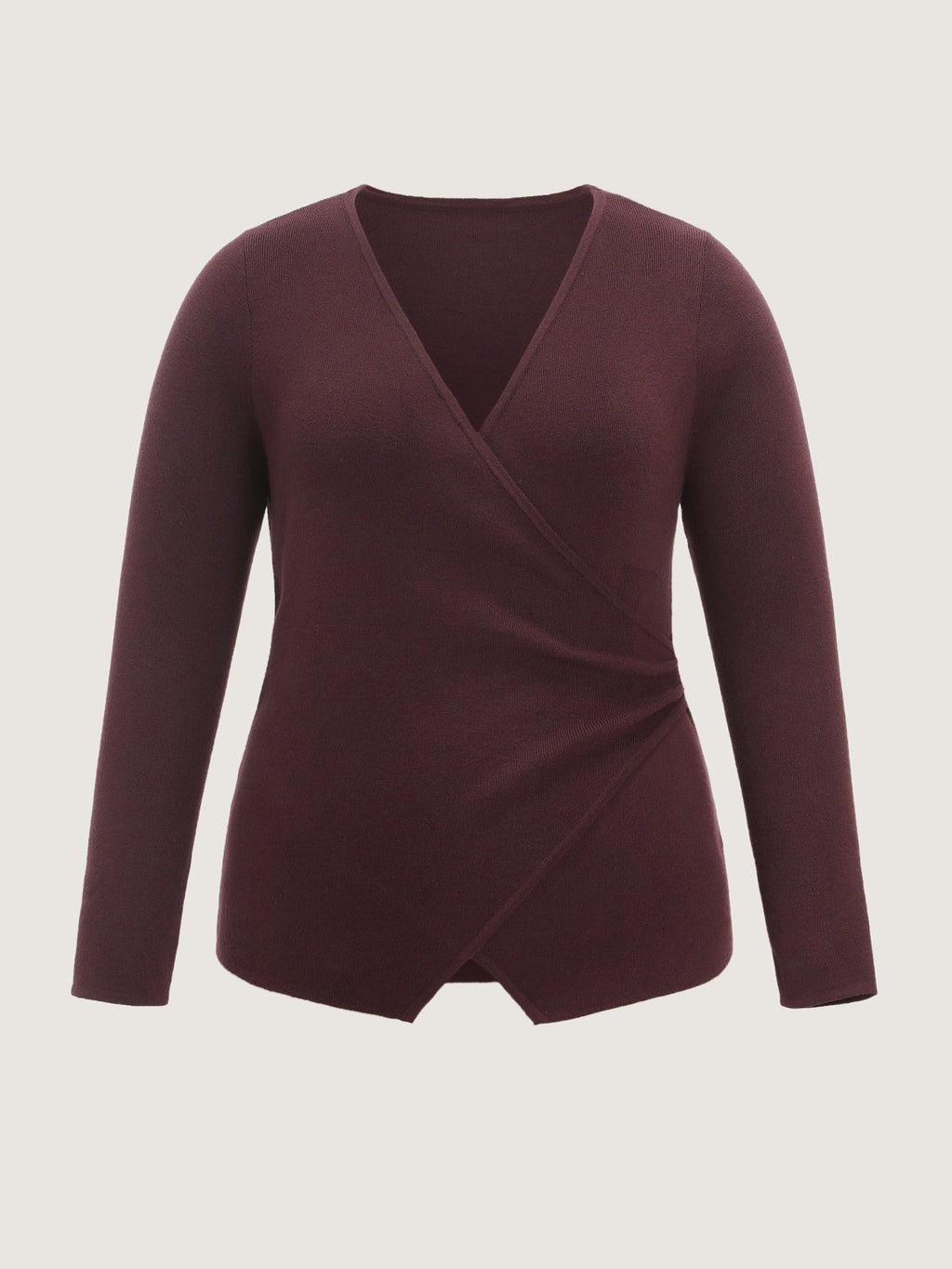 Supersoft Wrap Neck Asymmetrical Hem Pullover