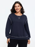 Supersoft Crew Neck Contrast Stitching Loose Fit Sweatshirt