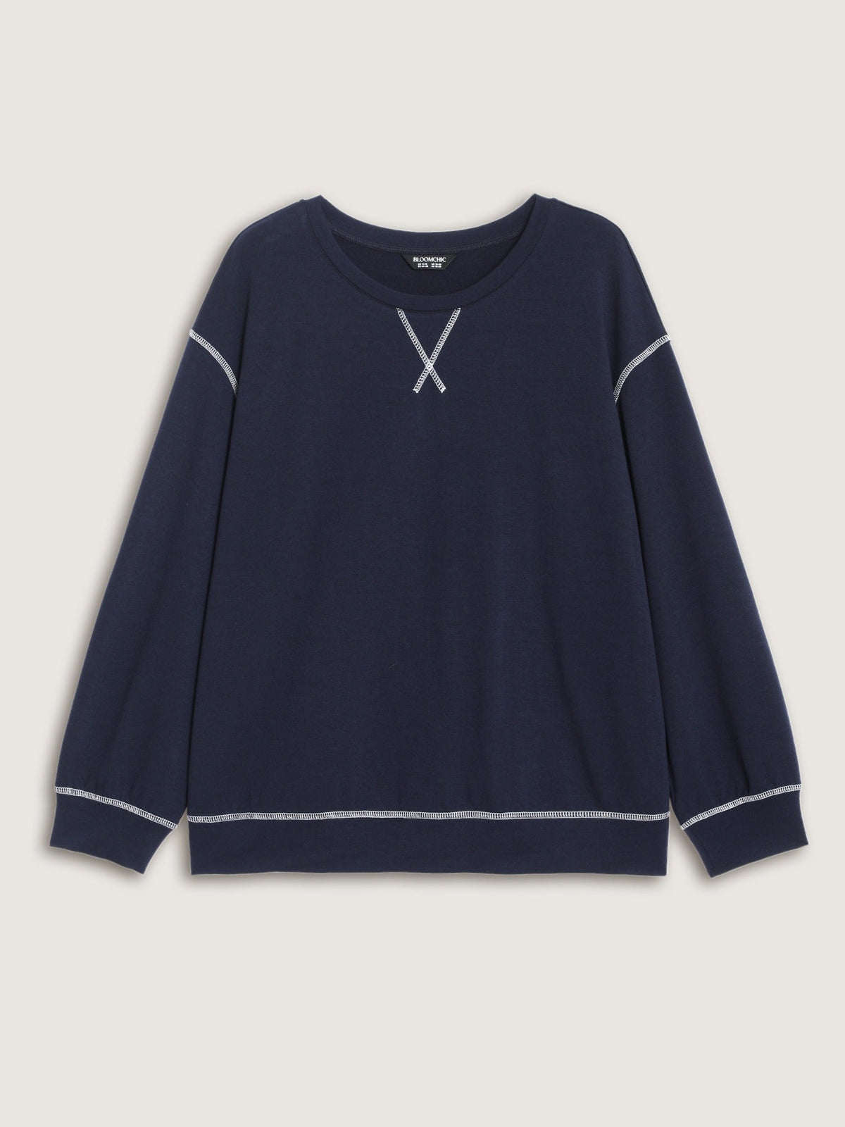 Supersoft Crew Neck Contrast Stitching Loose Fit Sweatshirt