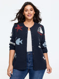 Supersoft Starfish Shell Jacquard Button Front Cardigan