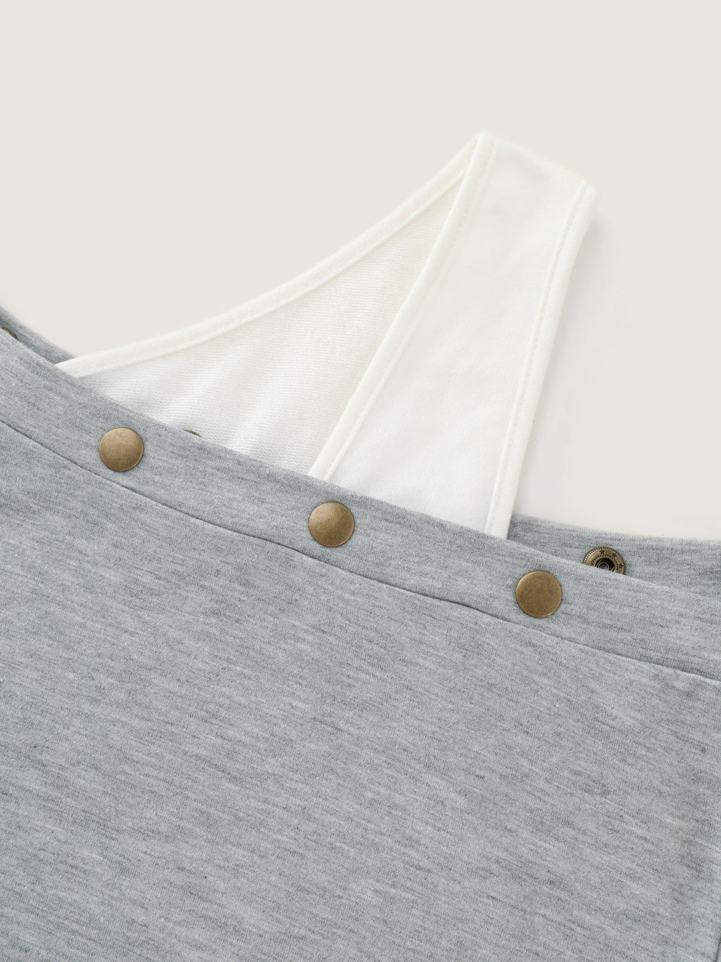 Cotton One‑Shoulder Metal Rivet Decor Sweatshirt