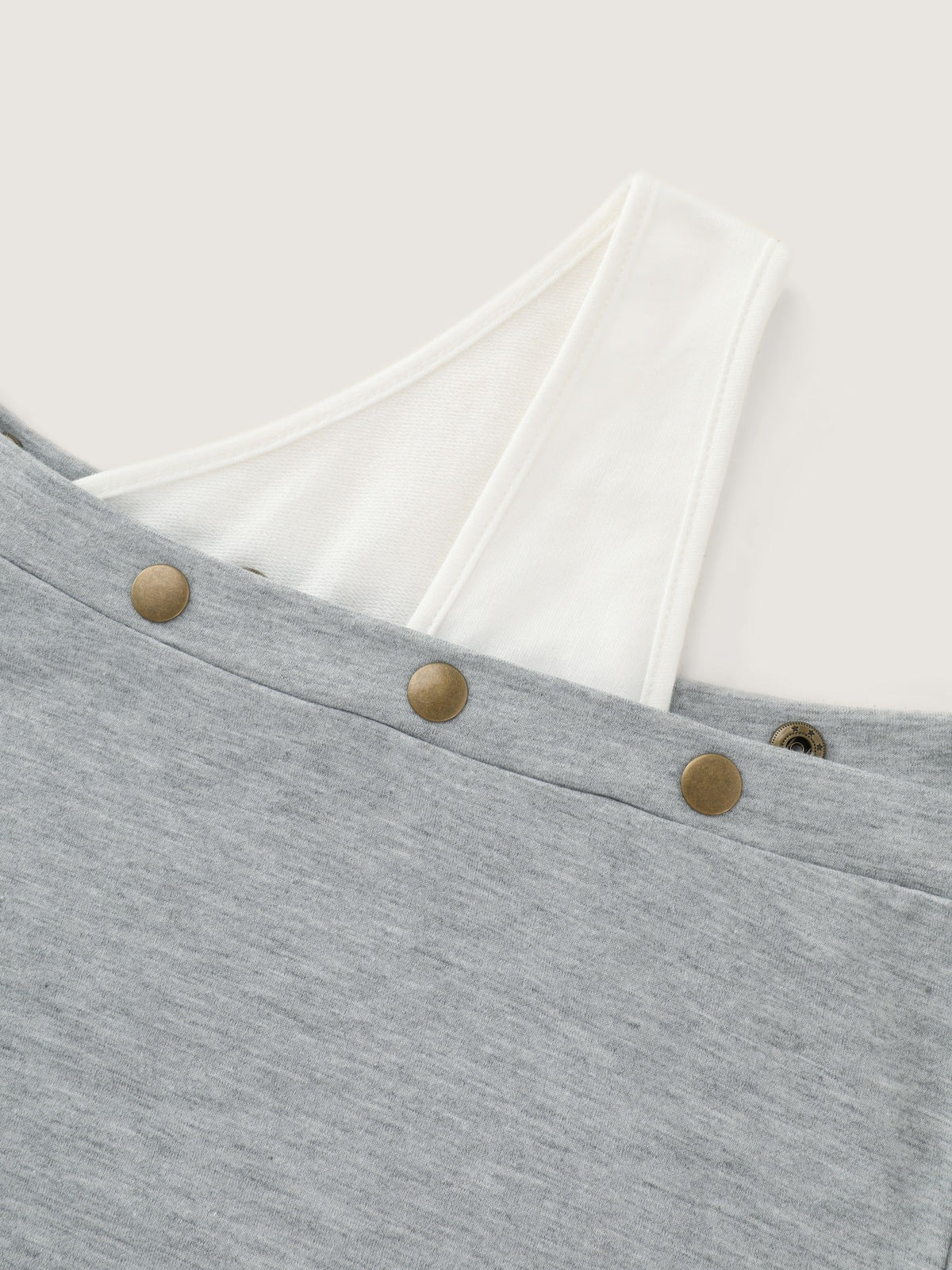 Cotton One‑Shoulder Metal Rivet Decor Sweatshirt