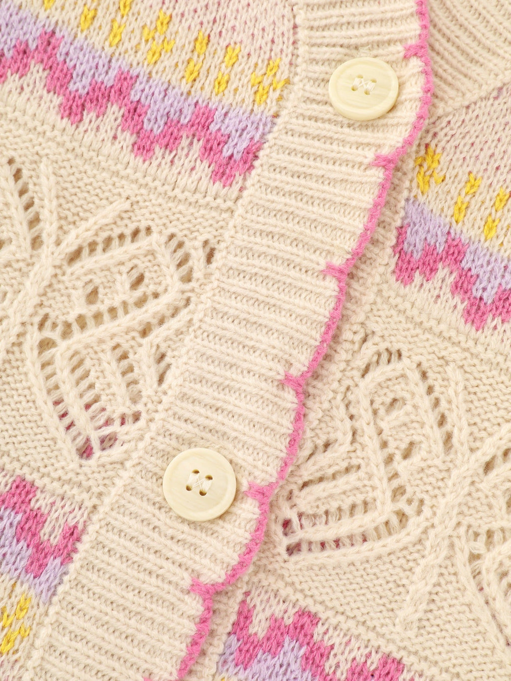 Floral Jacquard Pocket Cut Out Cardigan