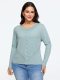 Round Neck Cut Out Button Down Cardigan