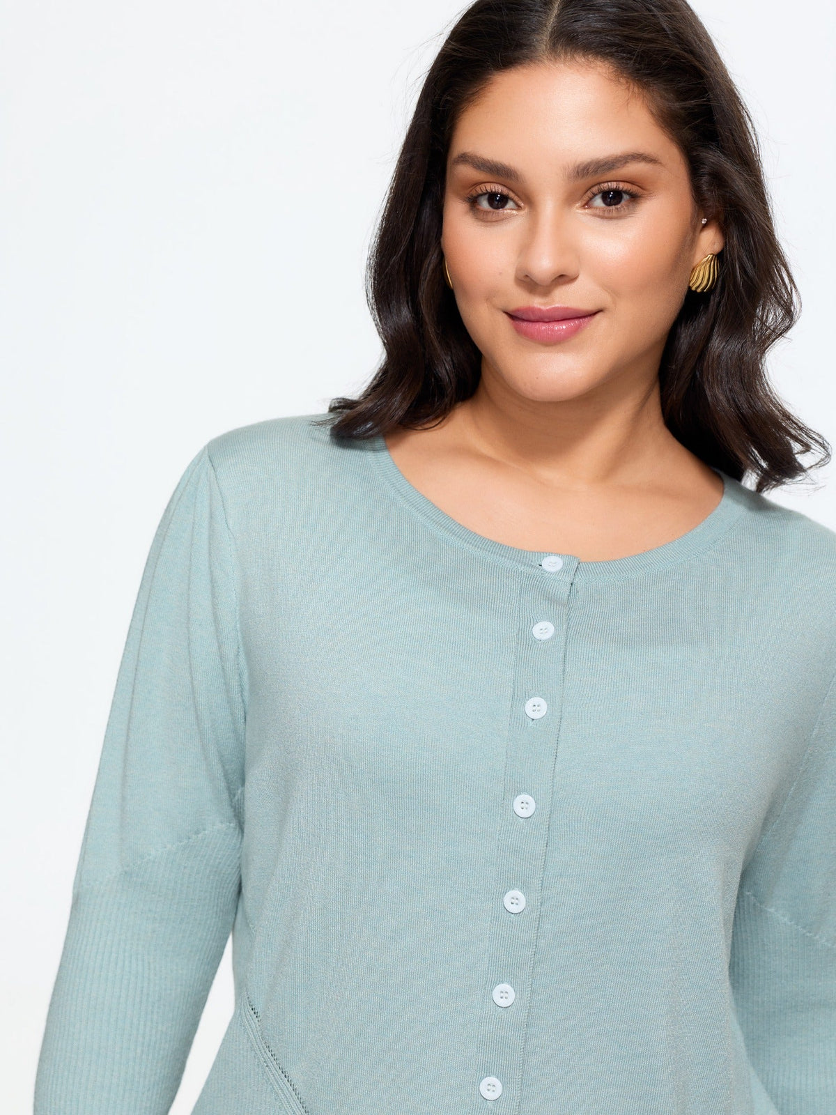 Round Neck Cut Out Button Down Cardigan