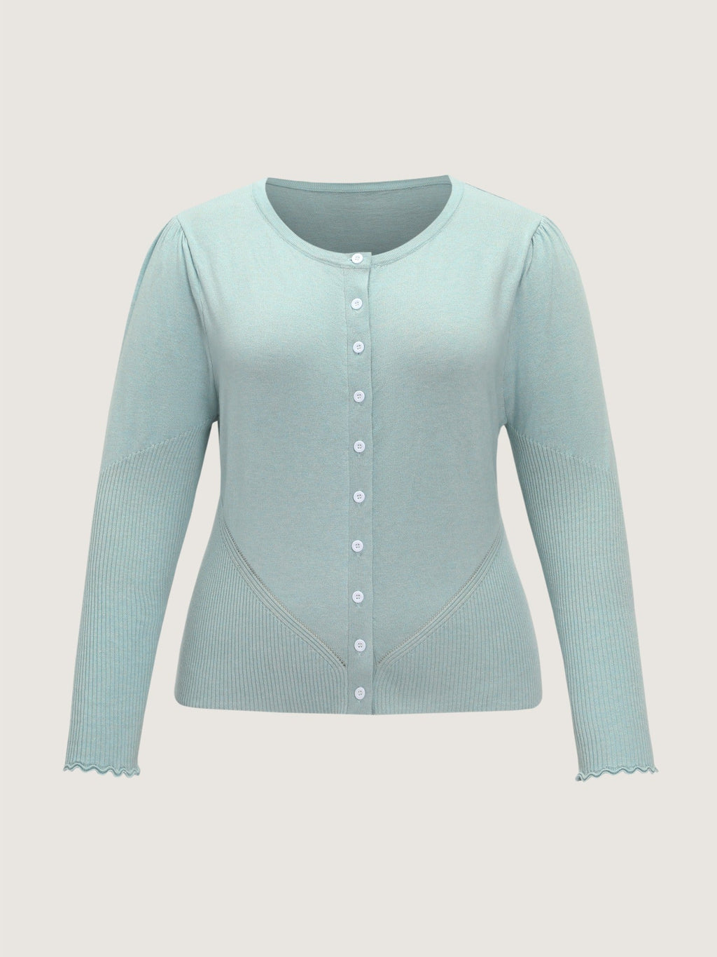Round Neck Cut Out Button Down Cardigan