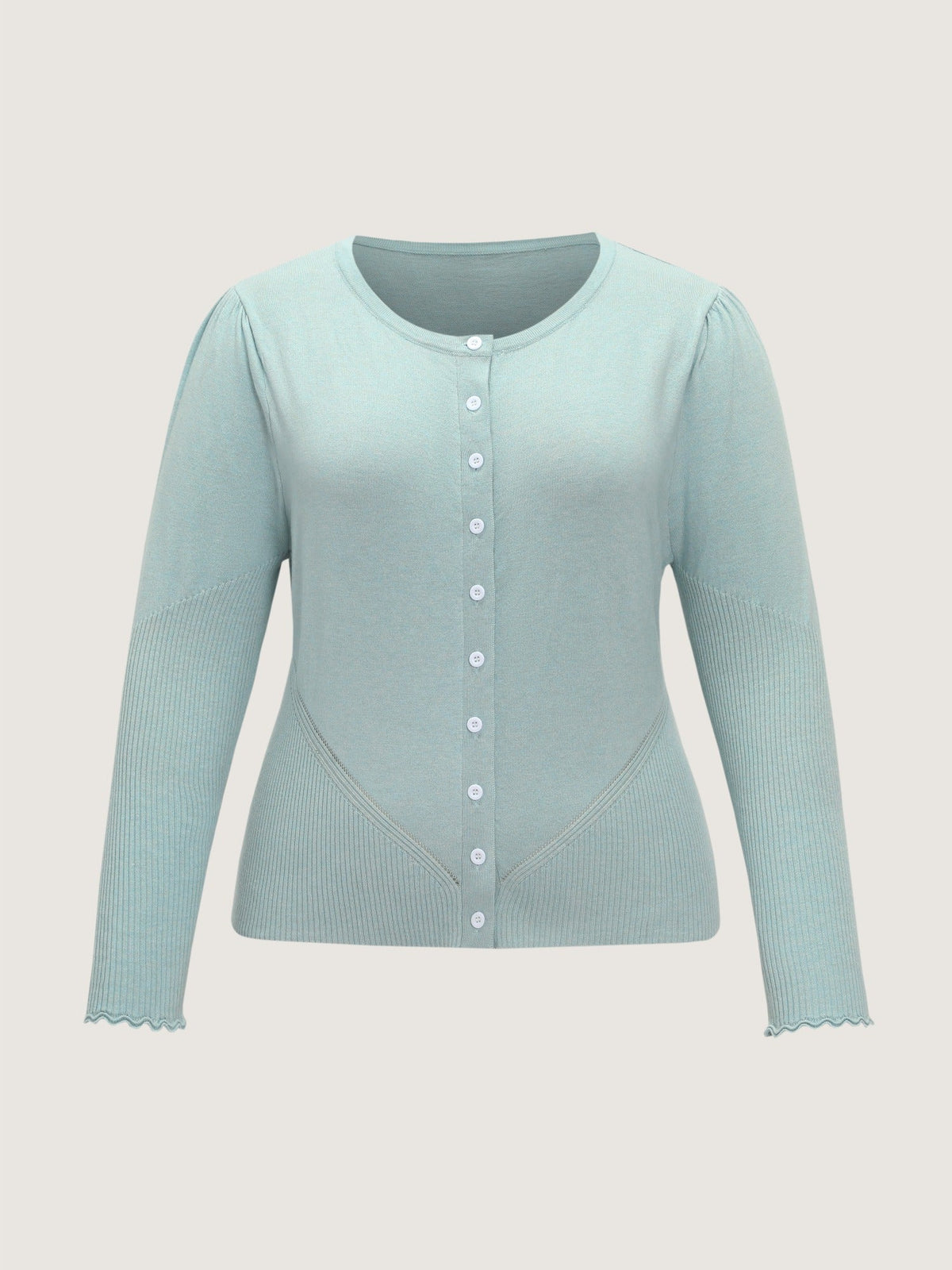 Round Neck Cut Out Button Down Cardigan