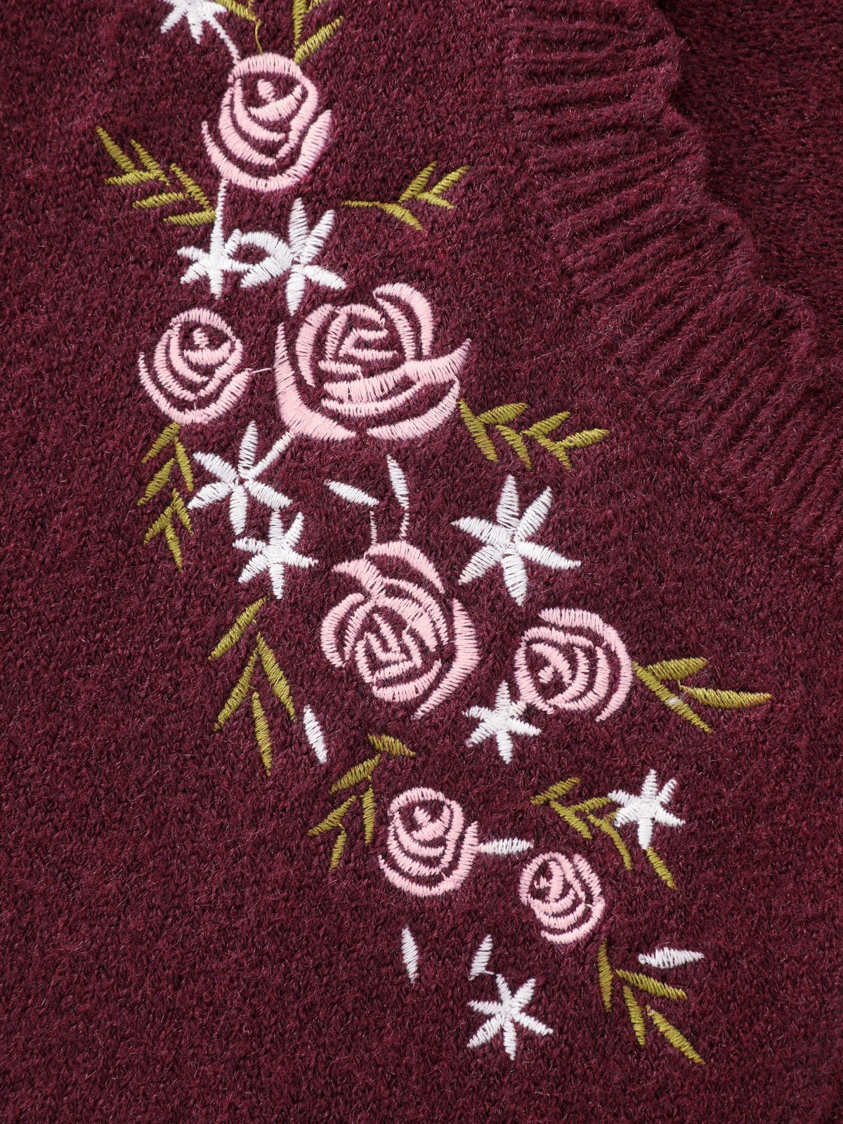 Floral Embroidered Scallop Trim Cardigan