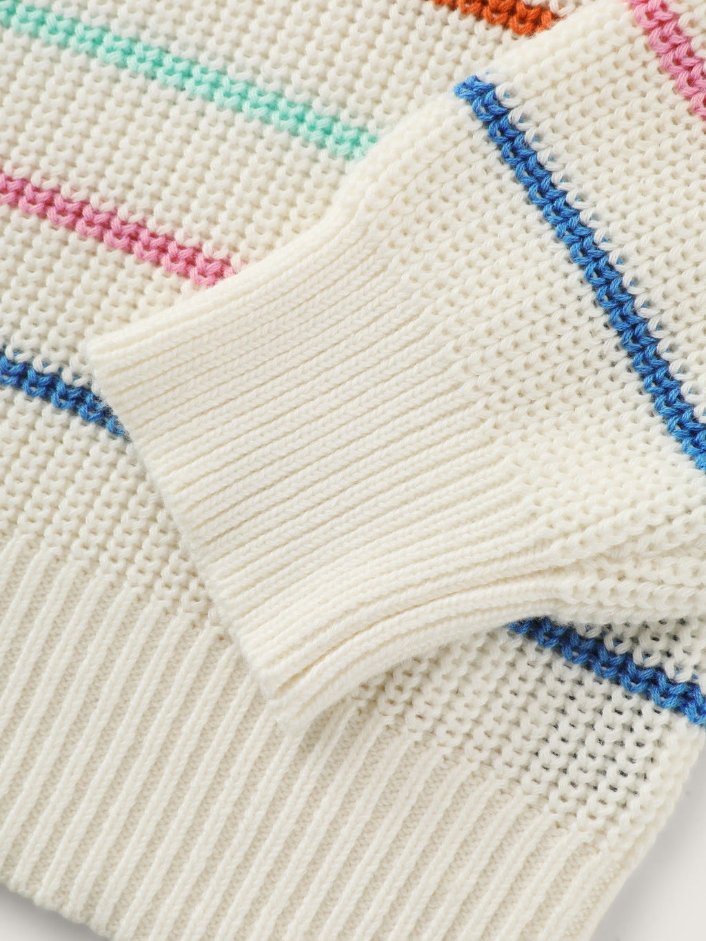 Rainbow Stripe Cut Out Drop‑Shoulder Pullover