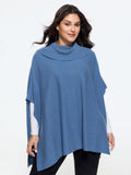 Cowl Collar Asymmetric Hem Loose Poncho Pullover
