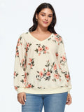 Floral Print Drop‑Shoulder Sweatshirt