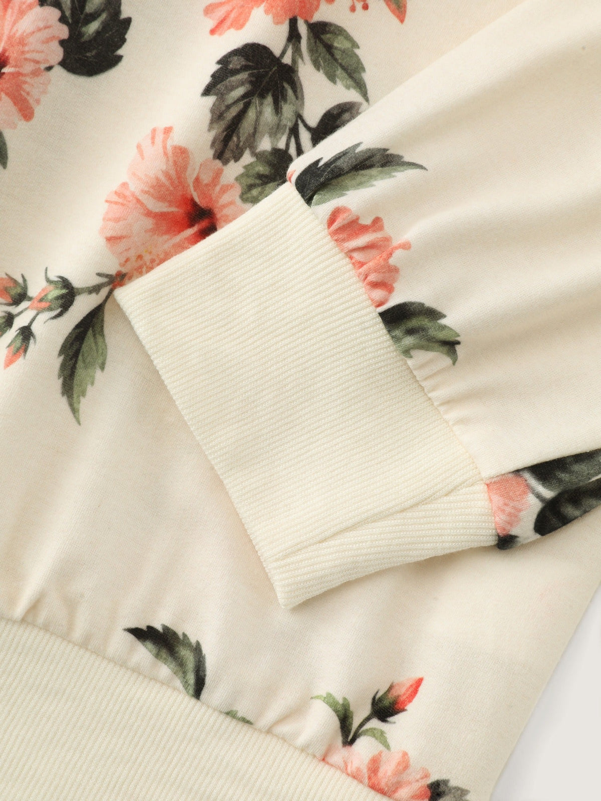Floral Print Drop‑Shoulder Sweatshirt