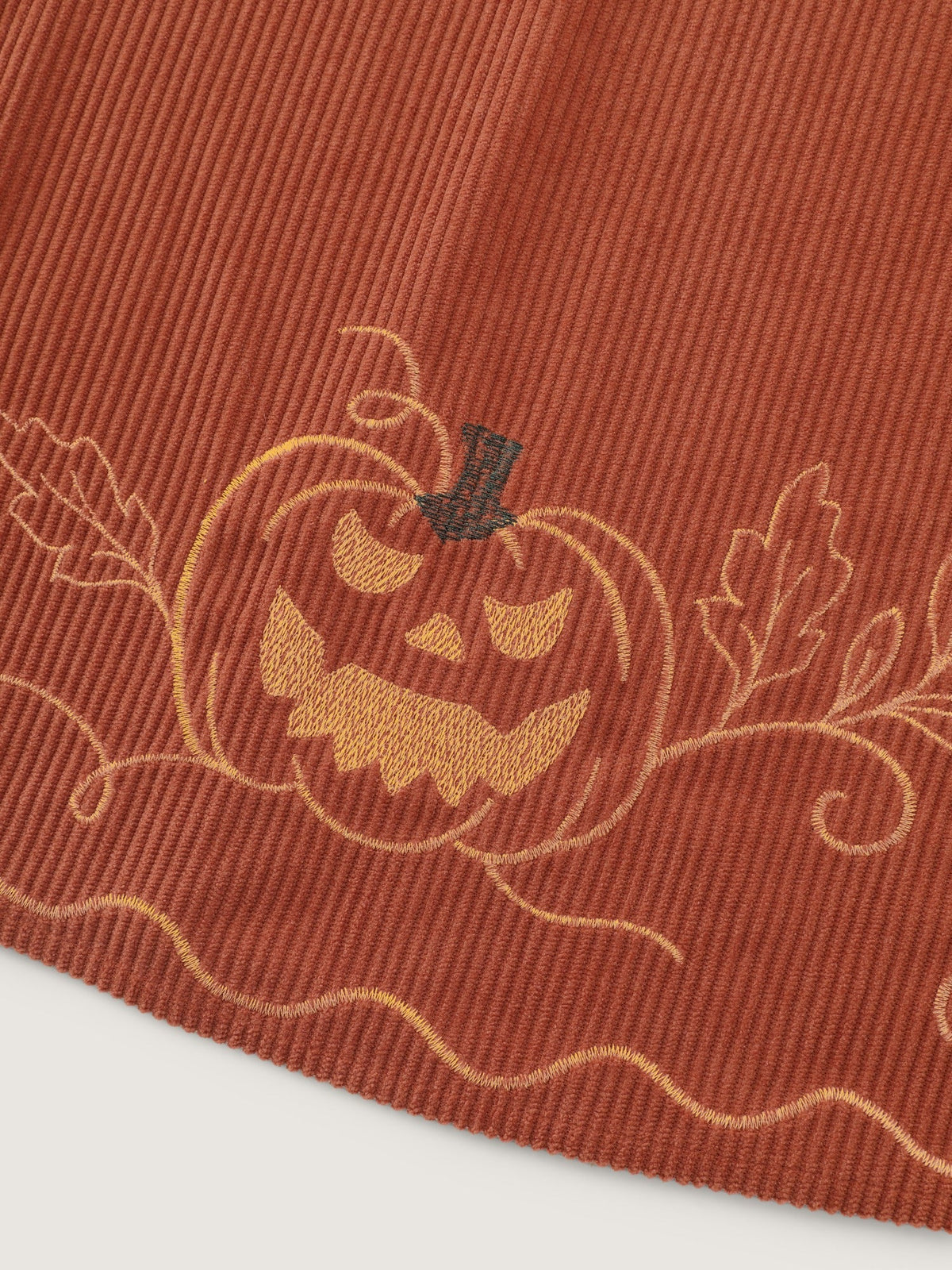 Stretch Pumpkin Embroidery Halloween Midi Skirt