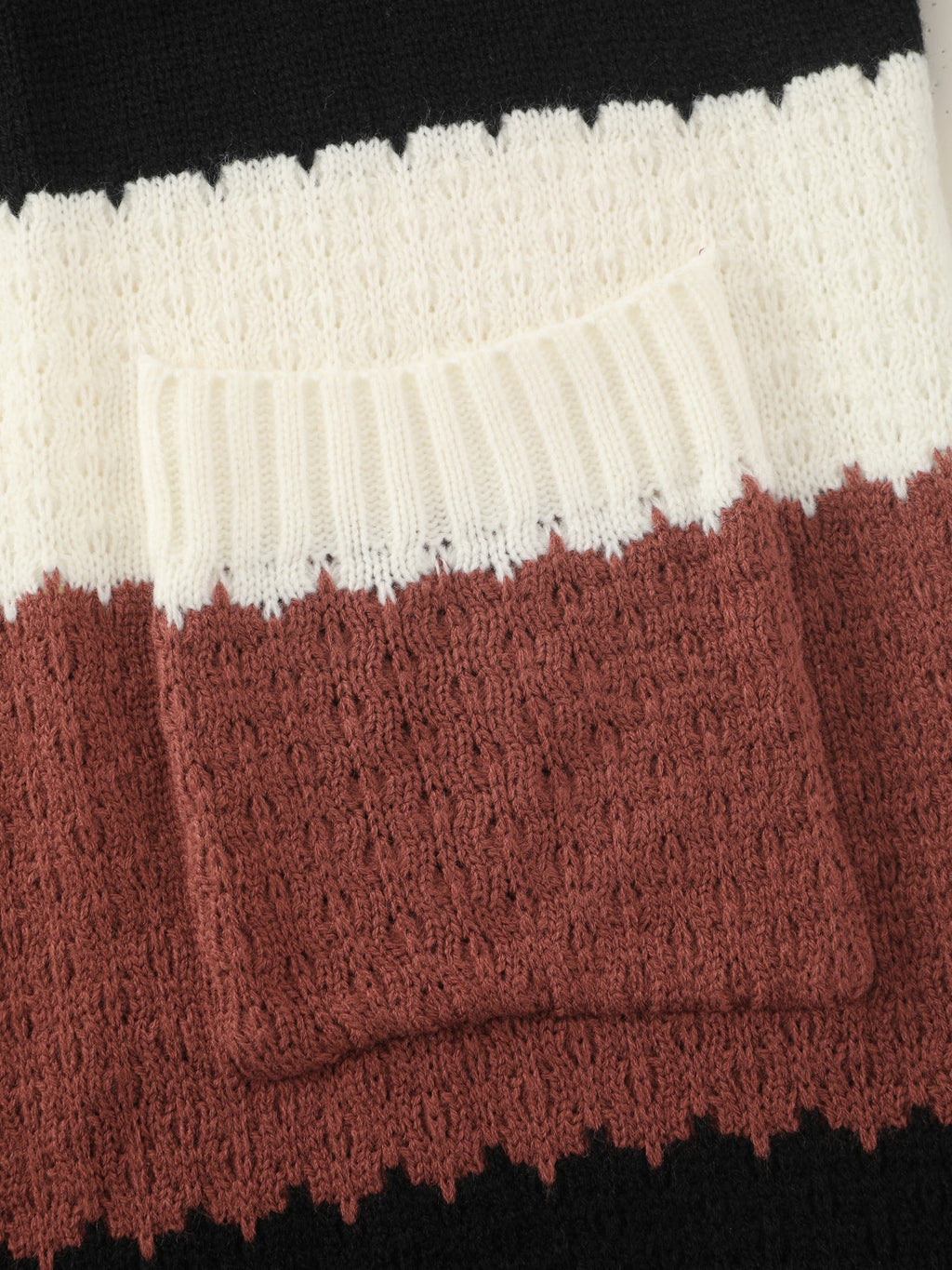 Color‑Block Stripe Pocket Open Front Cardigan