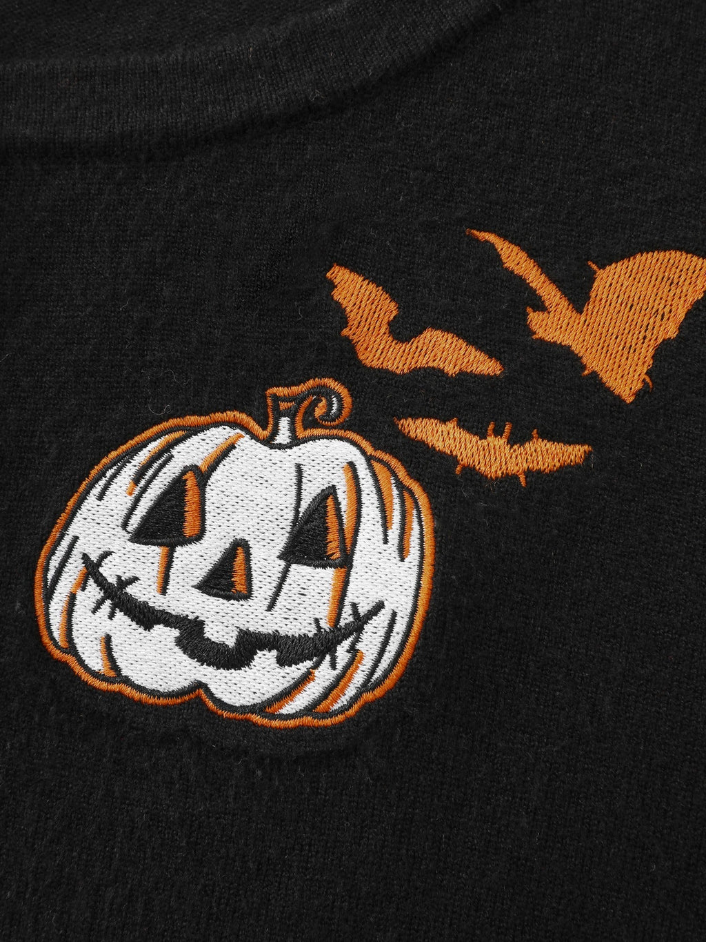 Halloween Pumpkin Bat Embroidery Button Front Cardigan